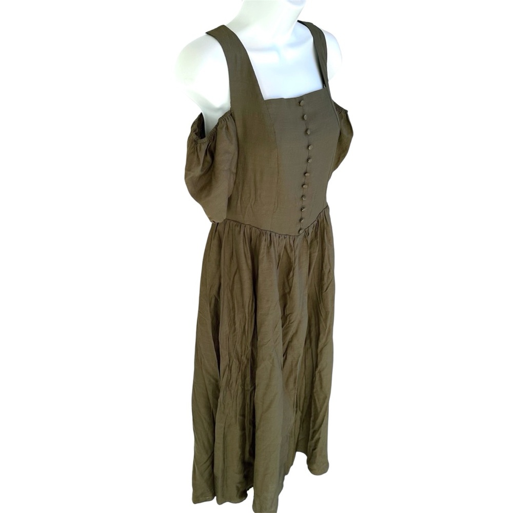 Scarlet Darkness Cold Shoulder Olive Green Maxi Dress - Picture 6 of 12